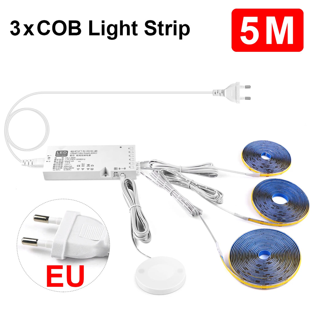Bande LED COB 320 LEDs/m avec Capteur Tactile - Éclairage Cuisine & Plan de Travail
