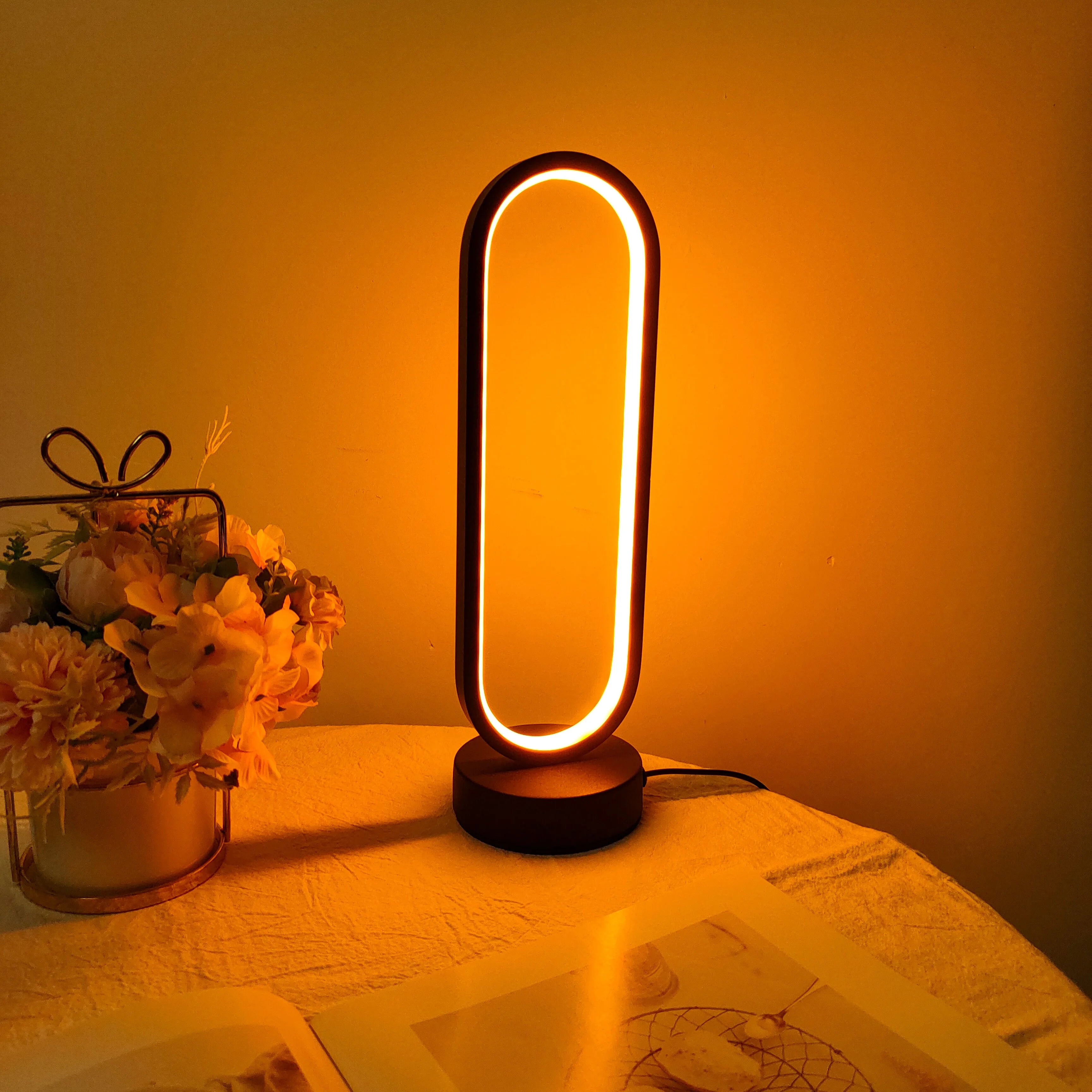 Lampe de Chevet LED Ring – Tamisage 3 Couleurs | Veilleuse Ambiance Chambre & Salon