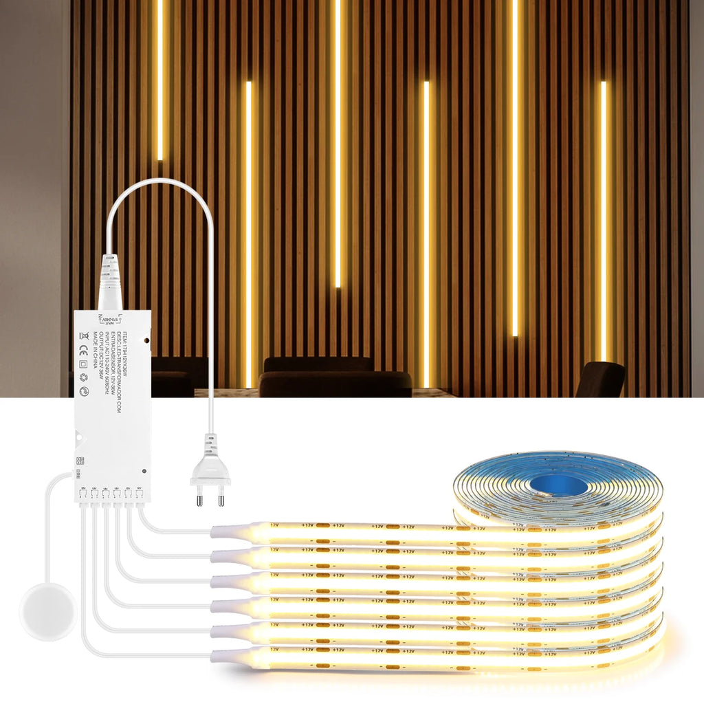 Bande LED COB 320 LEDs/m avec Capteur Tactile - Éclairage Cuisine & Plan de Travail